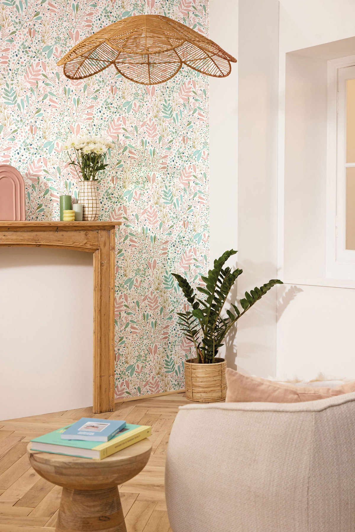 Papier peint Feuilles Joy rose bleu - Green Life 2 de Casélio | Réf. GNL2101690458