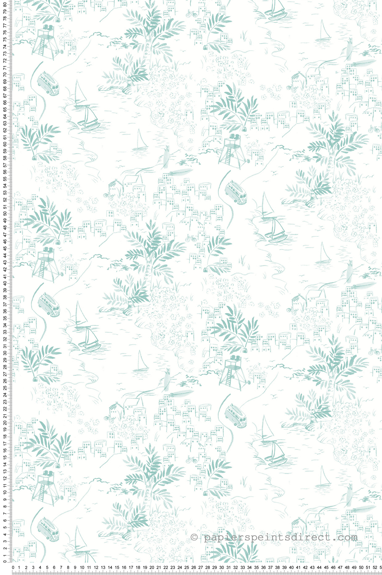 Papier peint Paysage Littoral Bateaux menthe - Tartine & Chocolat de Lutèce | Réf. LTC-36230304