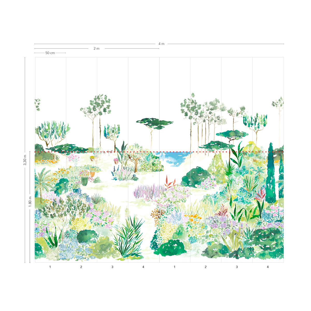 Papier peint panoramique Jardin de France Original A+B - 1/2/3/4/5/6/7/8 - Isidore Leroy