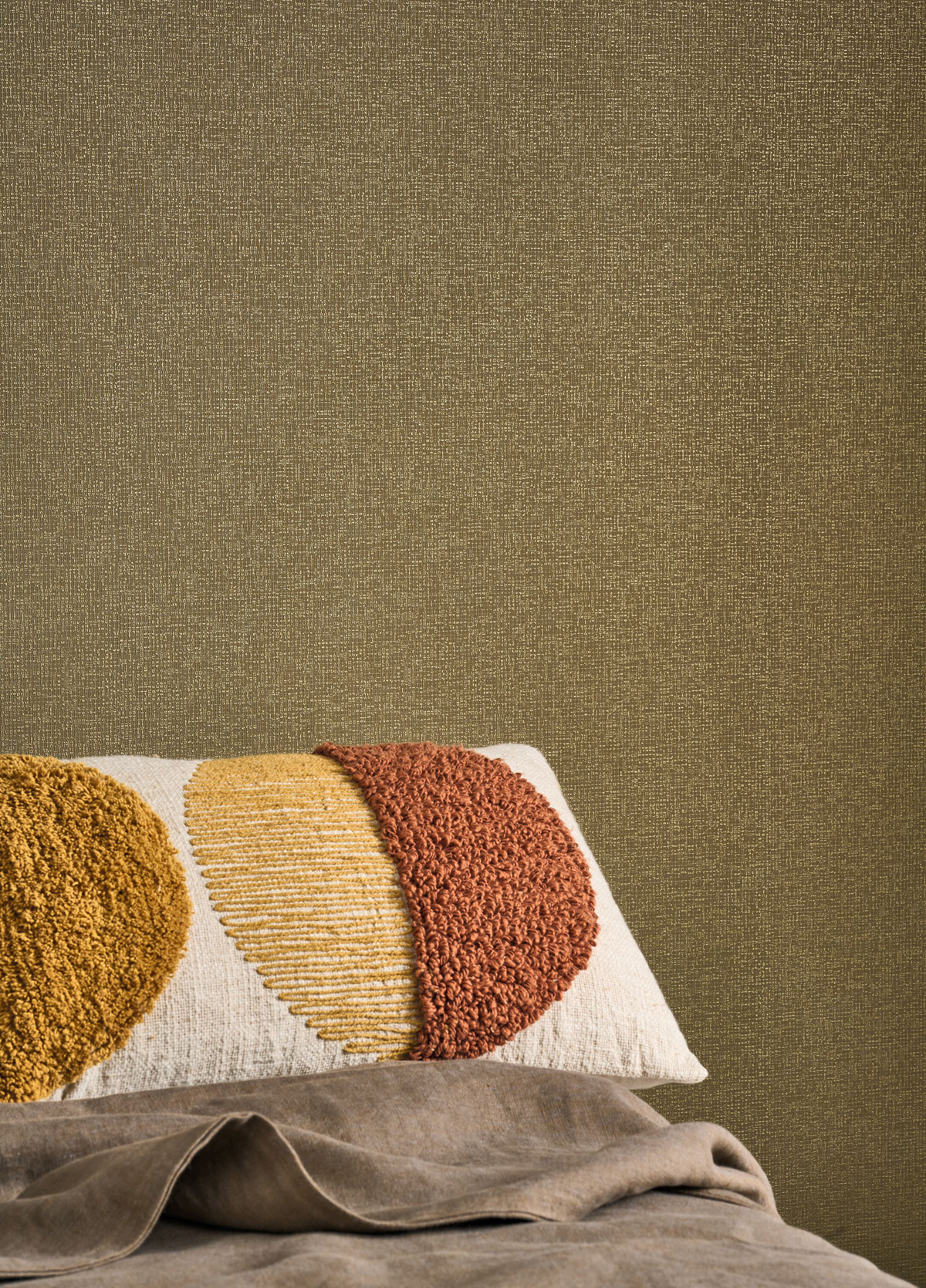 Papier peint Tissage Dione kaki doré - Solaris de Casadéco AMB3 | Réf. SOLA201902649