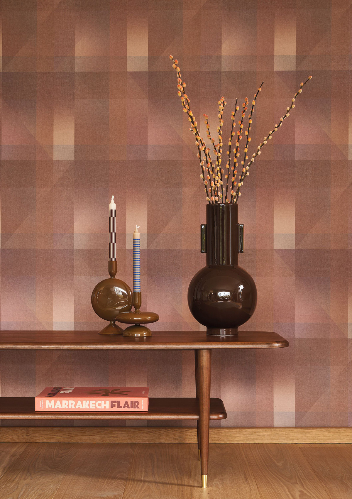 Papier peint Patchwork Géométrique Edward terracotta - Carnaby Street de Casadéco | Réf. CARN200508356