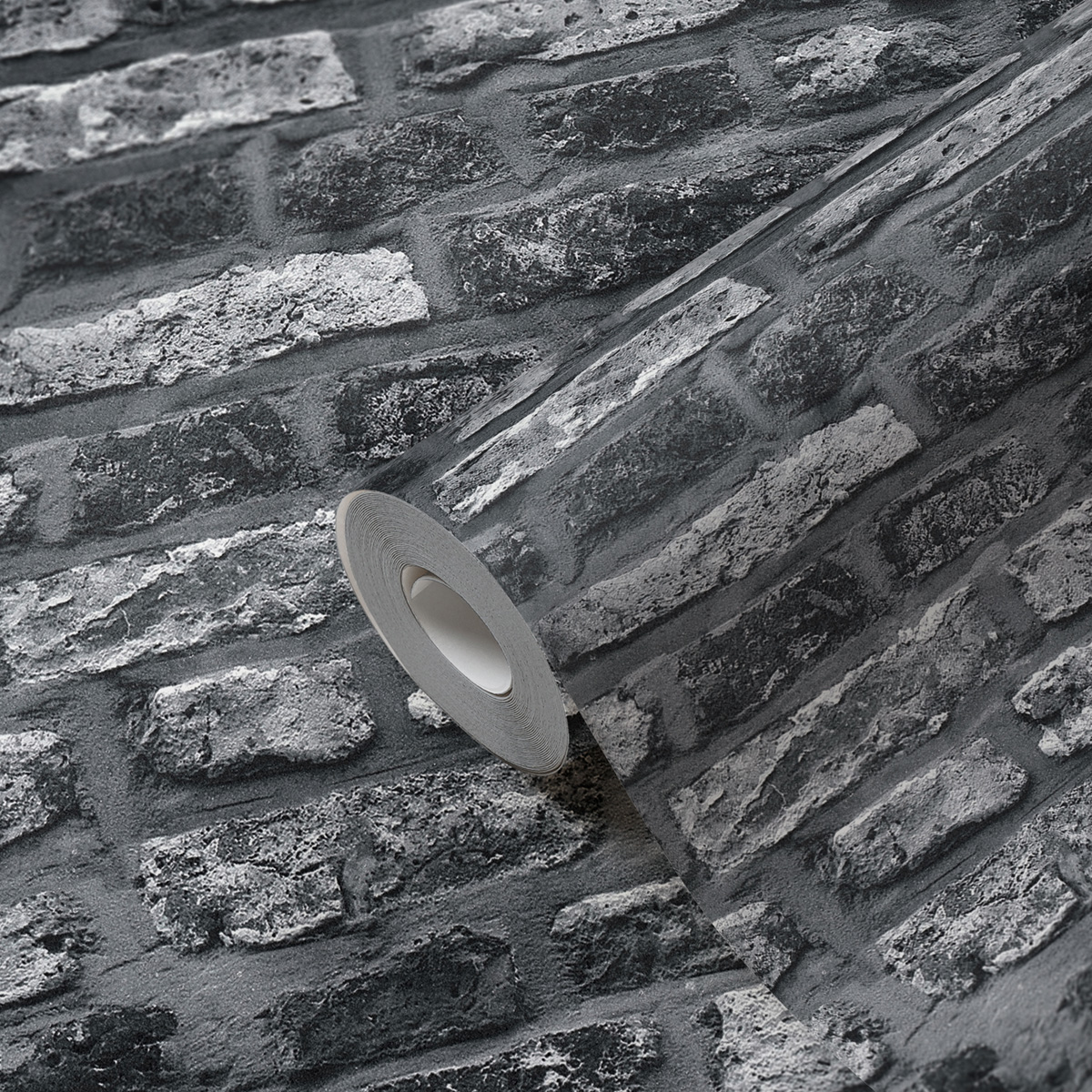 Papier peint Brique Pierre gris noir - Elements 2 d'A.S. Création ROLLZ | Réf. AS-362812