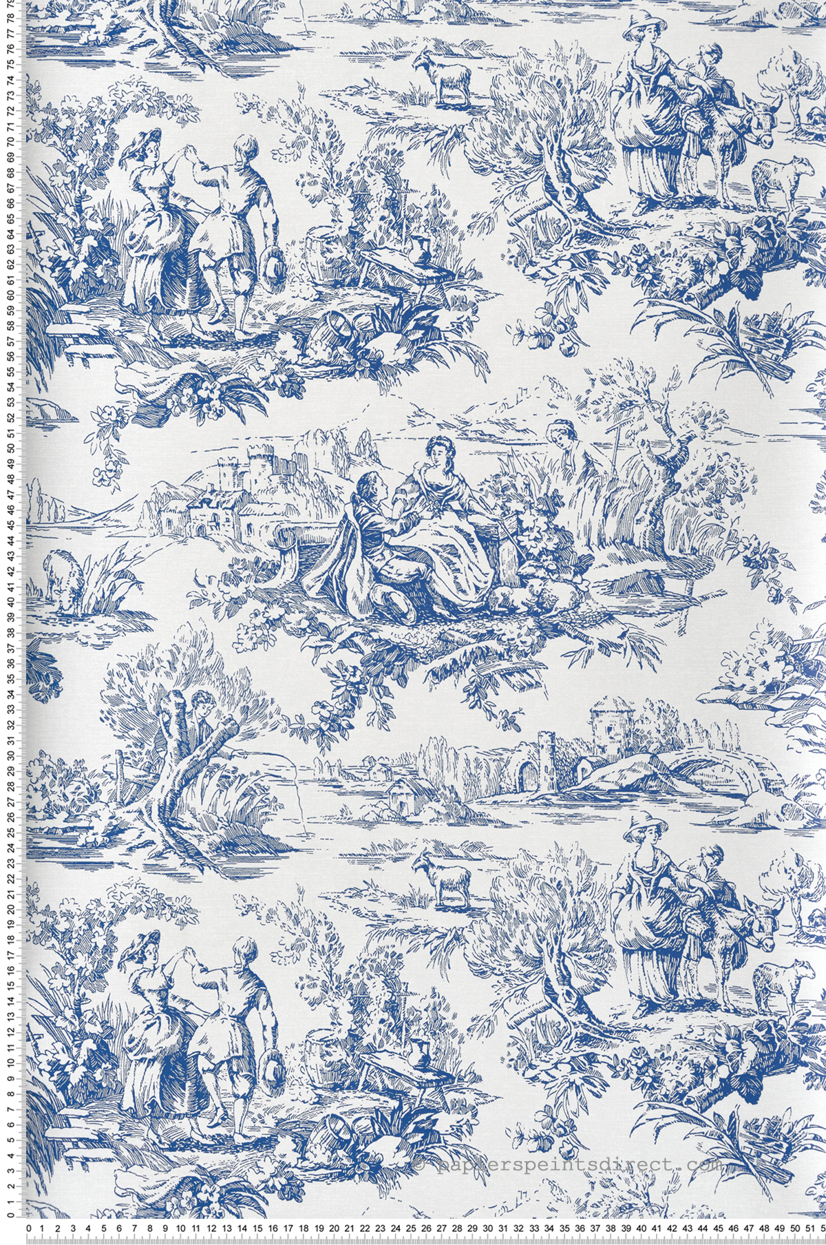 Papier peint Toile De Jouy Lovers' Toile Mazarine - National Trust Papers 3 de Little Greene | Réf. 0263LOMAZAR