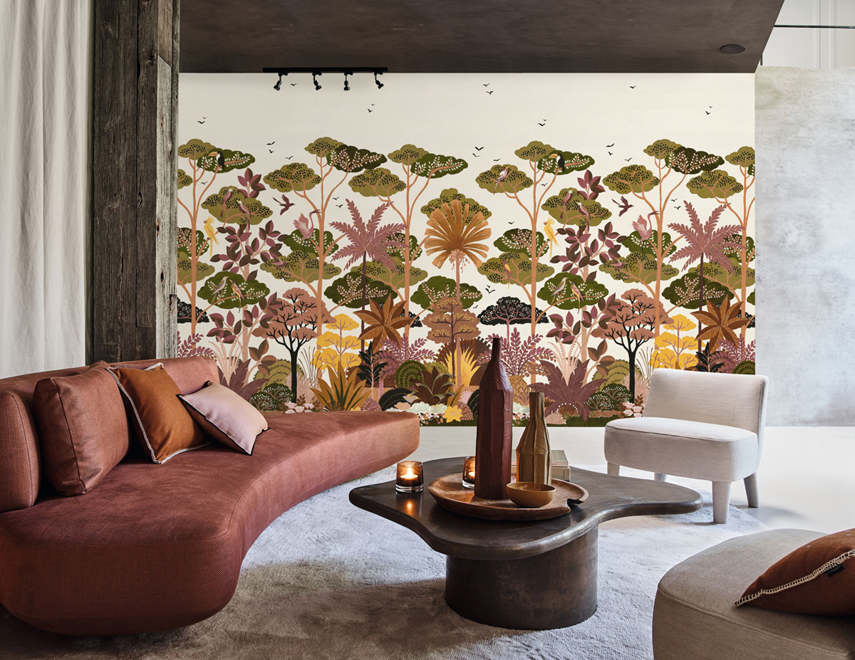 Papier peint Panoramique Forêt Tropicale Kandy terracotta - Golfe du Bengale de Casamance | Réf. CAS-75983160