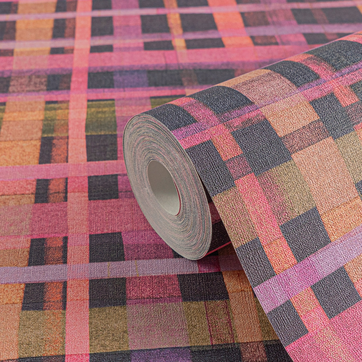 Papier peint Tartan Écossais fuschia - Anna D'Andrea d'A.S. Création AMB4| Réf. AS-782242