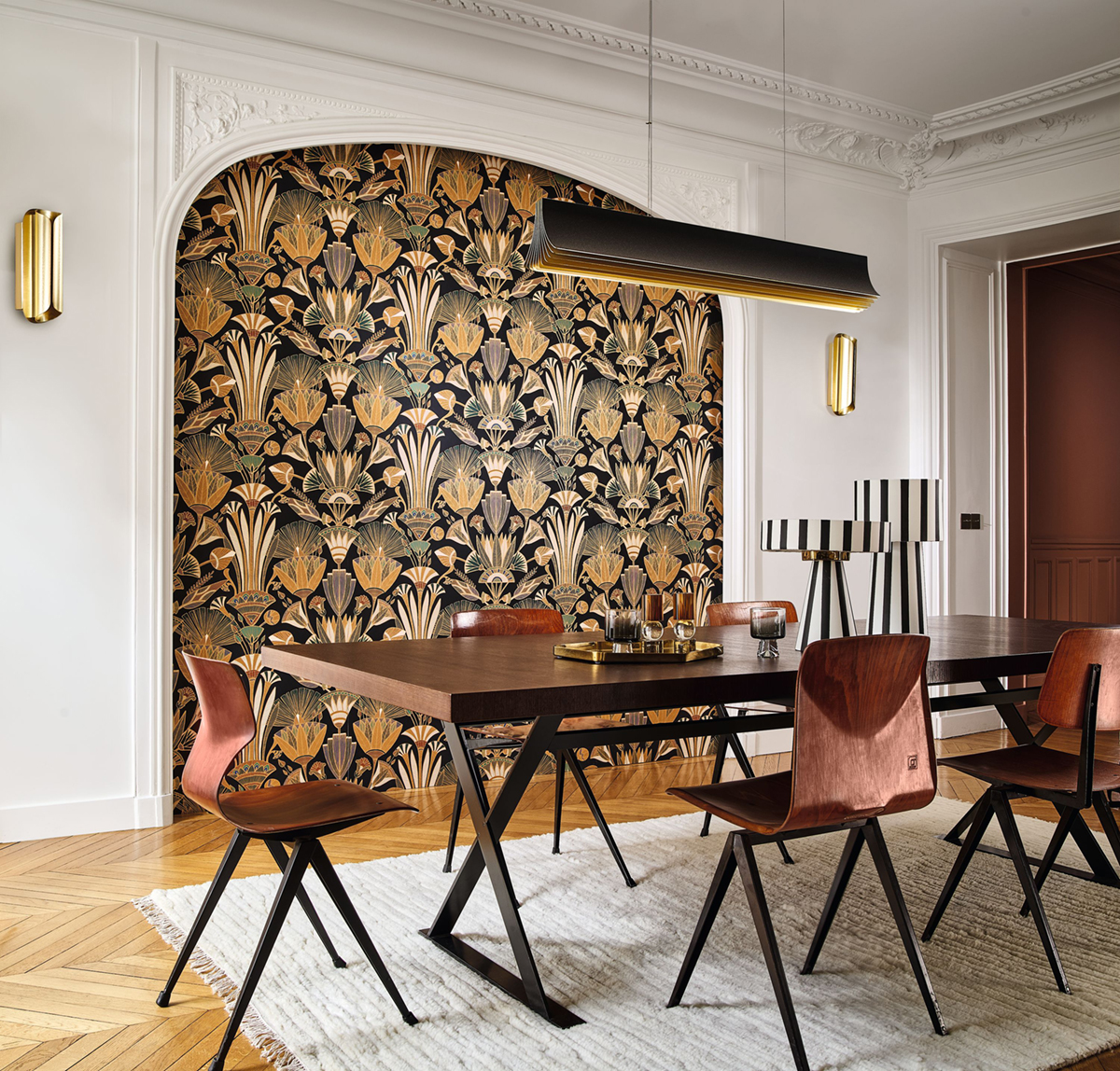 Papier peint Egypte Denderah noir multicolore doré - Bord Du Nil de Casamance | Réf. CAS-76130508