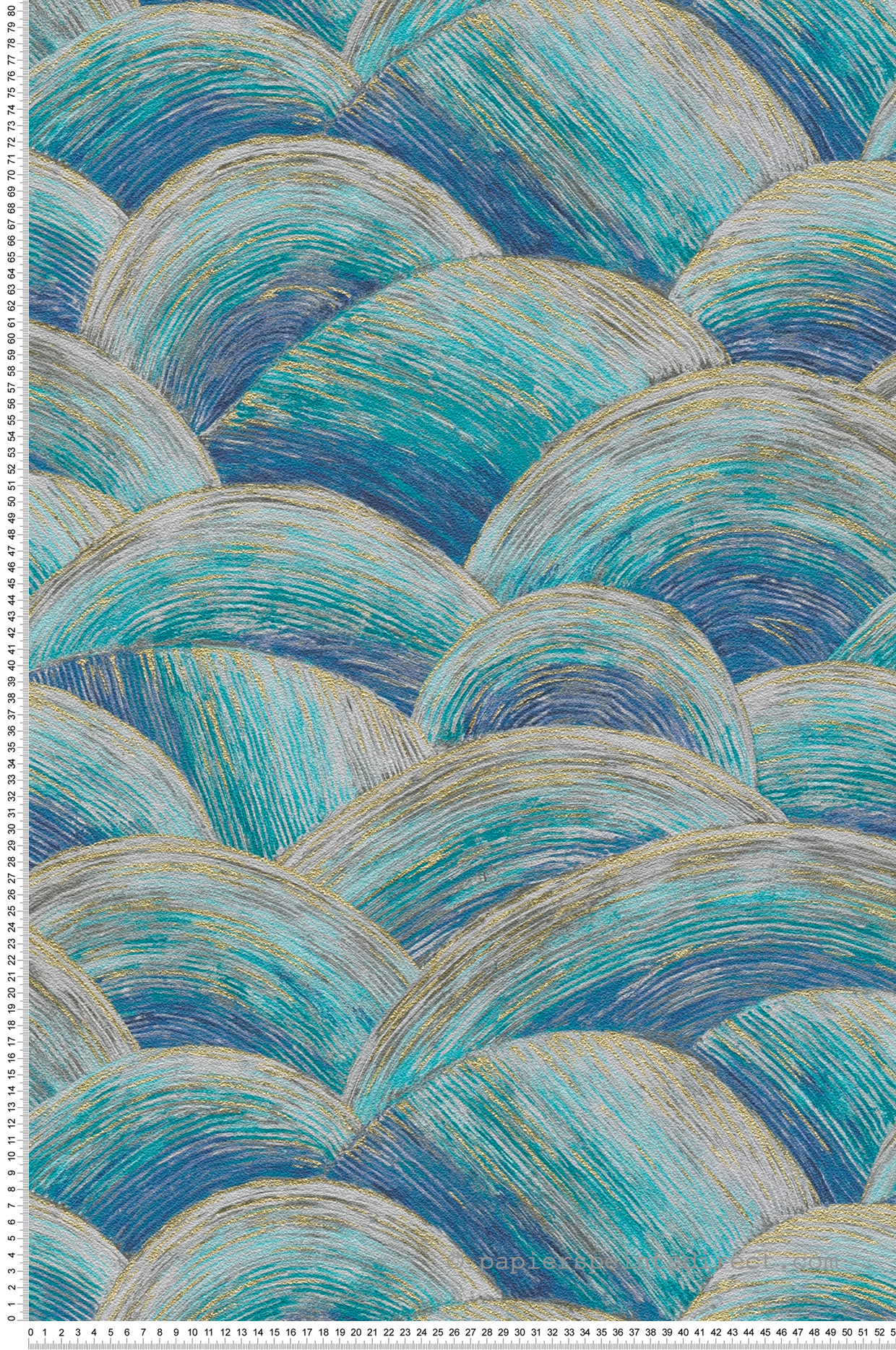 Papier peint Vagues Zoé bleu doré - Metropolitan Stories 3 d'A.S. Création | Réf. AS-391051