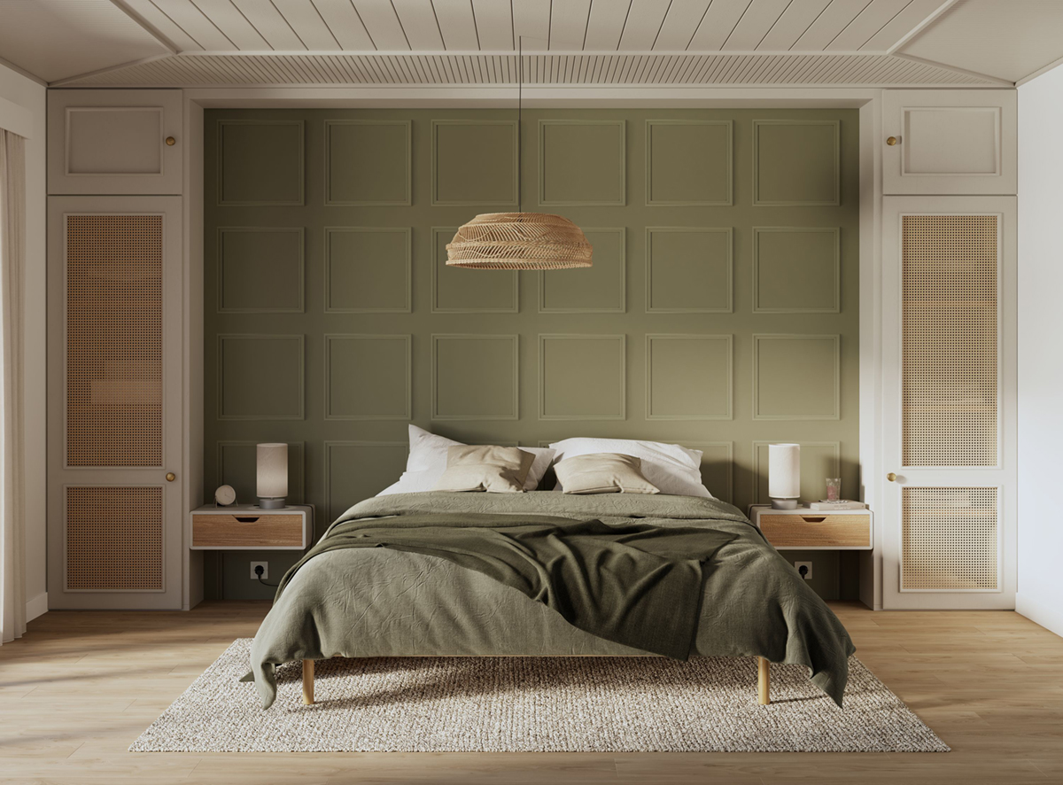 Papier peint Moulure Haussmannienne kaki - Moulures & Co de Casadéco | Réf. MOCO201386720