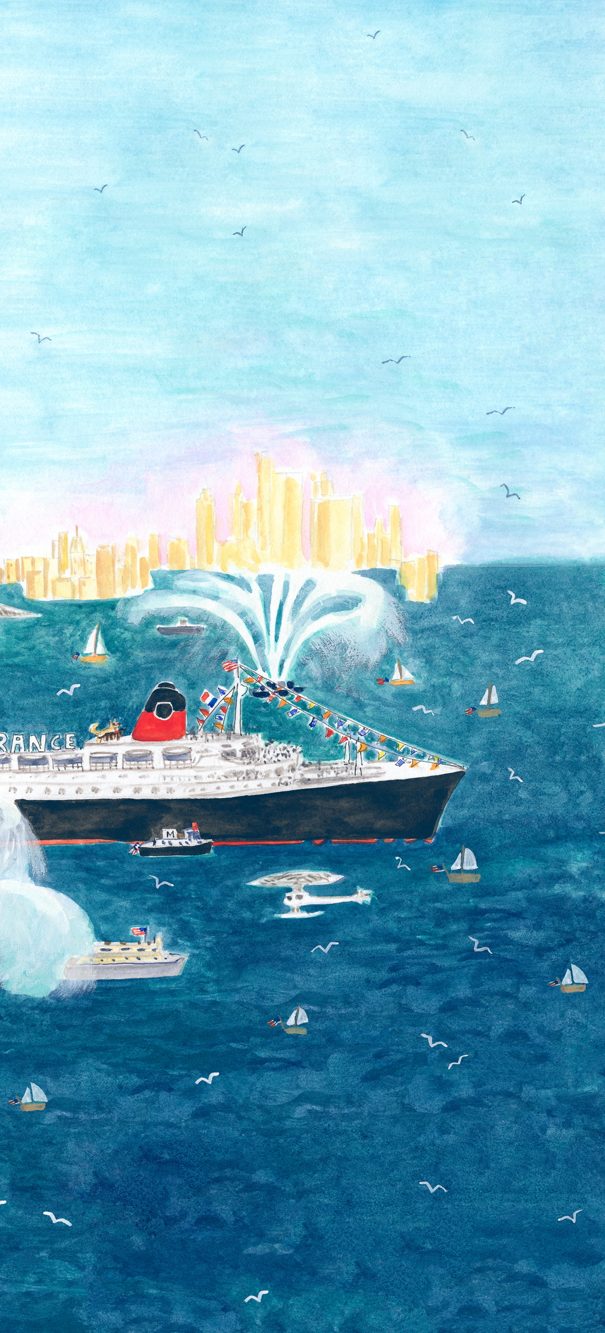 Papier peint panoramique Bateau Le France B 4/5/6 - Isidore Leroy