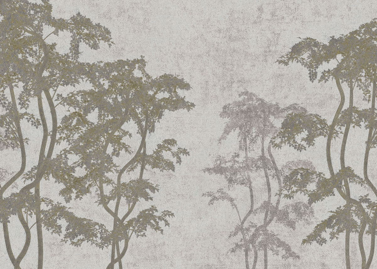 Papier peint panoramique Forêt Arbres beige - Seasons de Komar