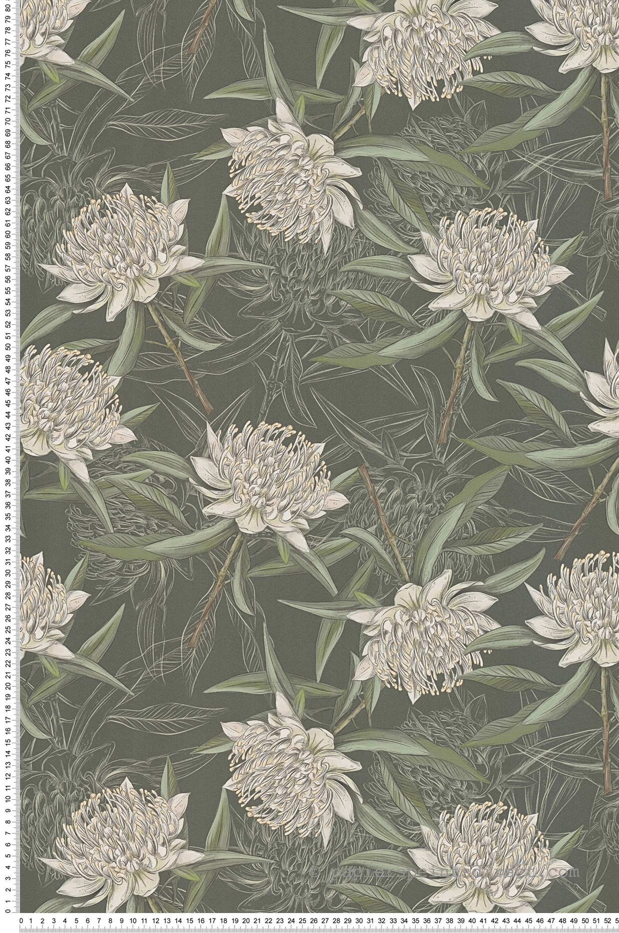 Papier peint Grande Fleur vert foncé - Drawn Into Nature d'A.S. Création | Réf. AS-394321