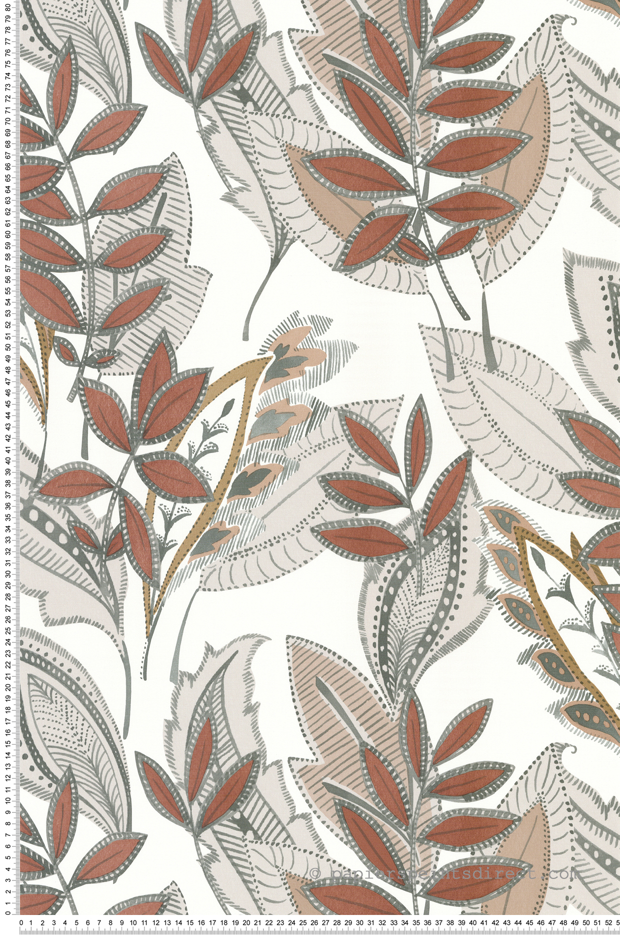 Papier peint Feuillage Tribal brique - Les Essentiels de Lutèce | Réf. LTC-51246810