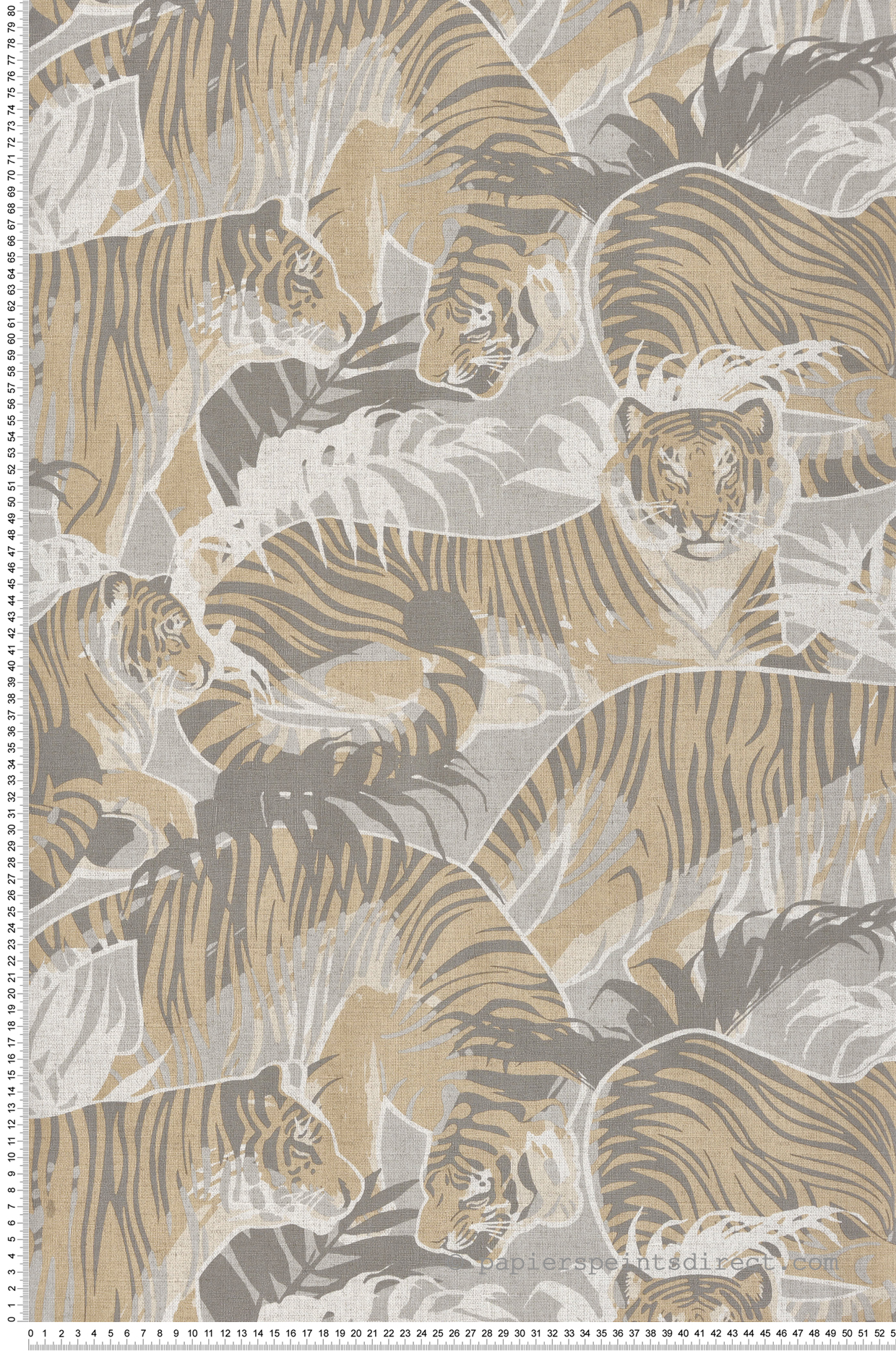 Papier Peint Tigre Feuille Squad beige gris - Nomade d'Ugépa | Réf. UGP-M69507