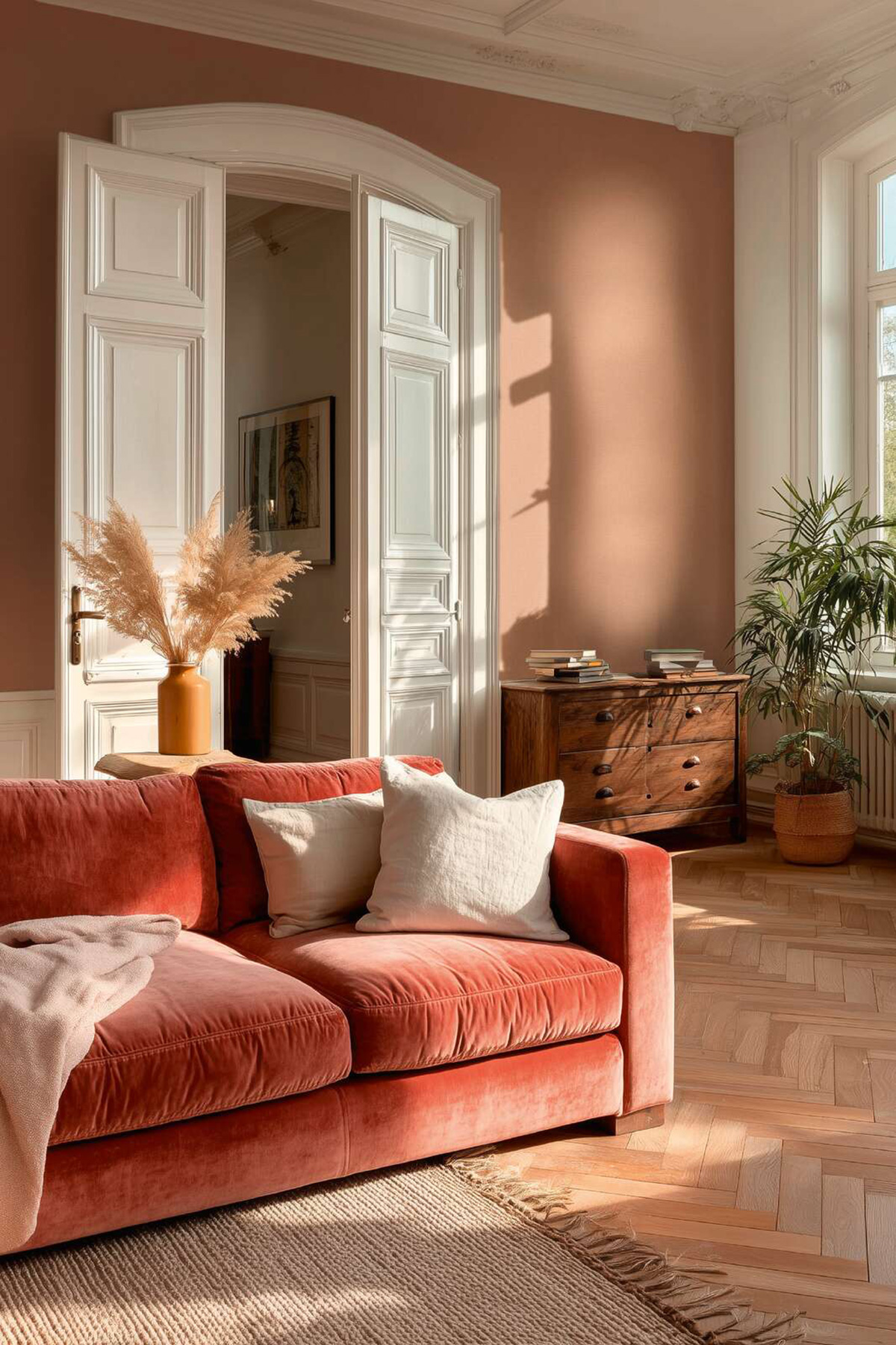 Papier peint Faux Uni Textile terre cuite - Vibes & Styles d'A.S. Création | Réf. AS-792026