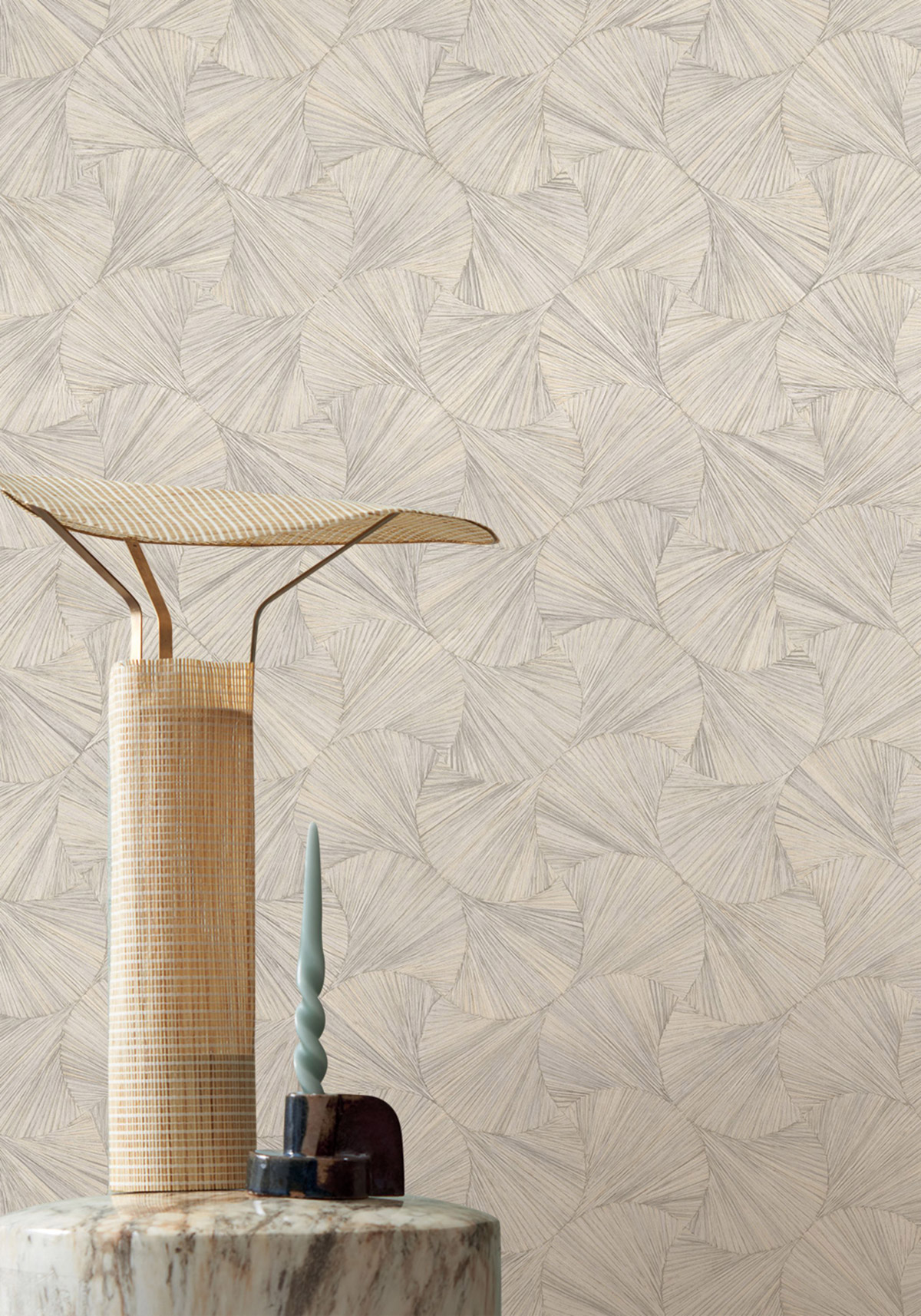 Papier peint Ecaille Végétale Lombok grège - Nature Précieuse de Casamance AMB5| Réf. CAS-B75320712