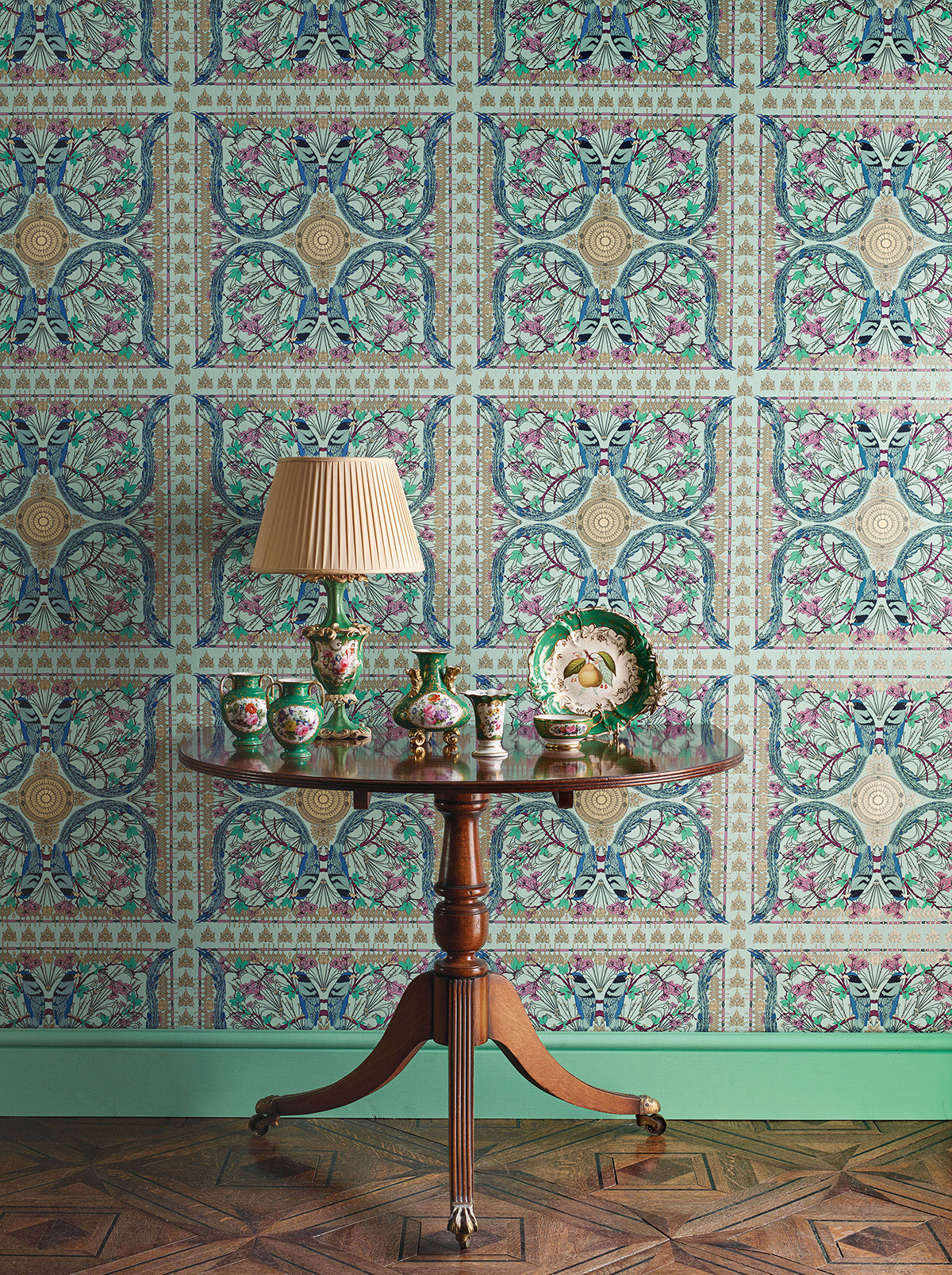 Papier peint Faïence et Oiseau orange et irisé - The Wallpaper Collection de Matthew Williamson | Réf. OSB-W7143-02