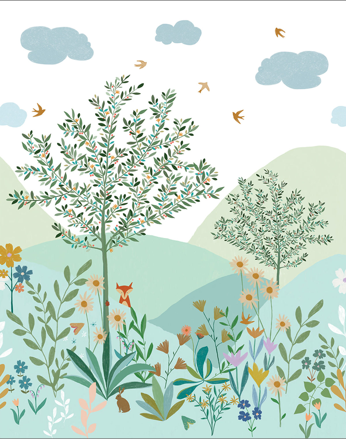 Papier peint panoramique Nature Enfant Heidi vert multicolore S - Let's Go Girls! de Casélio | Réf. LGG105120705