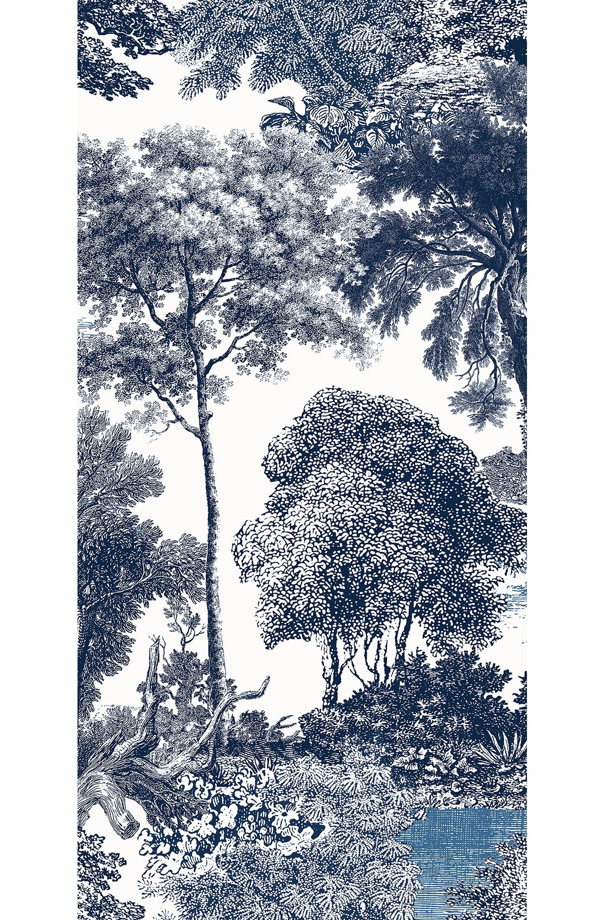 Papier peint panoramique Toile de Jouy Salcey bleu - B H260 - Amazone de Masureel | Réf. MAS-DGSAL1022-260