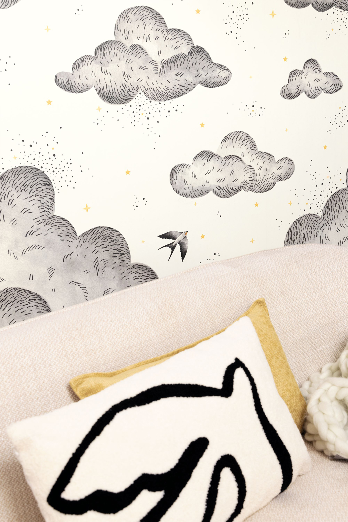 Papier peint panoramique Nuage Hirondelle Celeste noir - Moonlight 2 de Casélio AMB2 | Réf. MLGT104190989