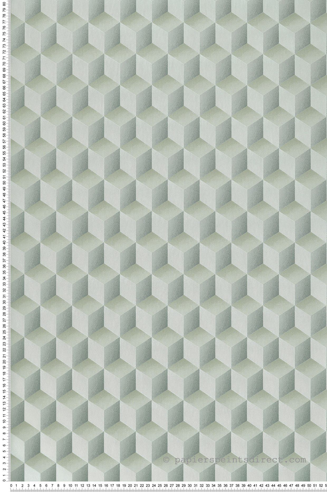 Papier peint Cube Rythm vert de gris et doré - Perception de Casadéco | Réf. PERP86477202