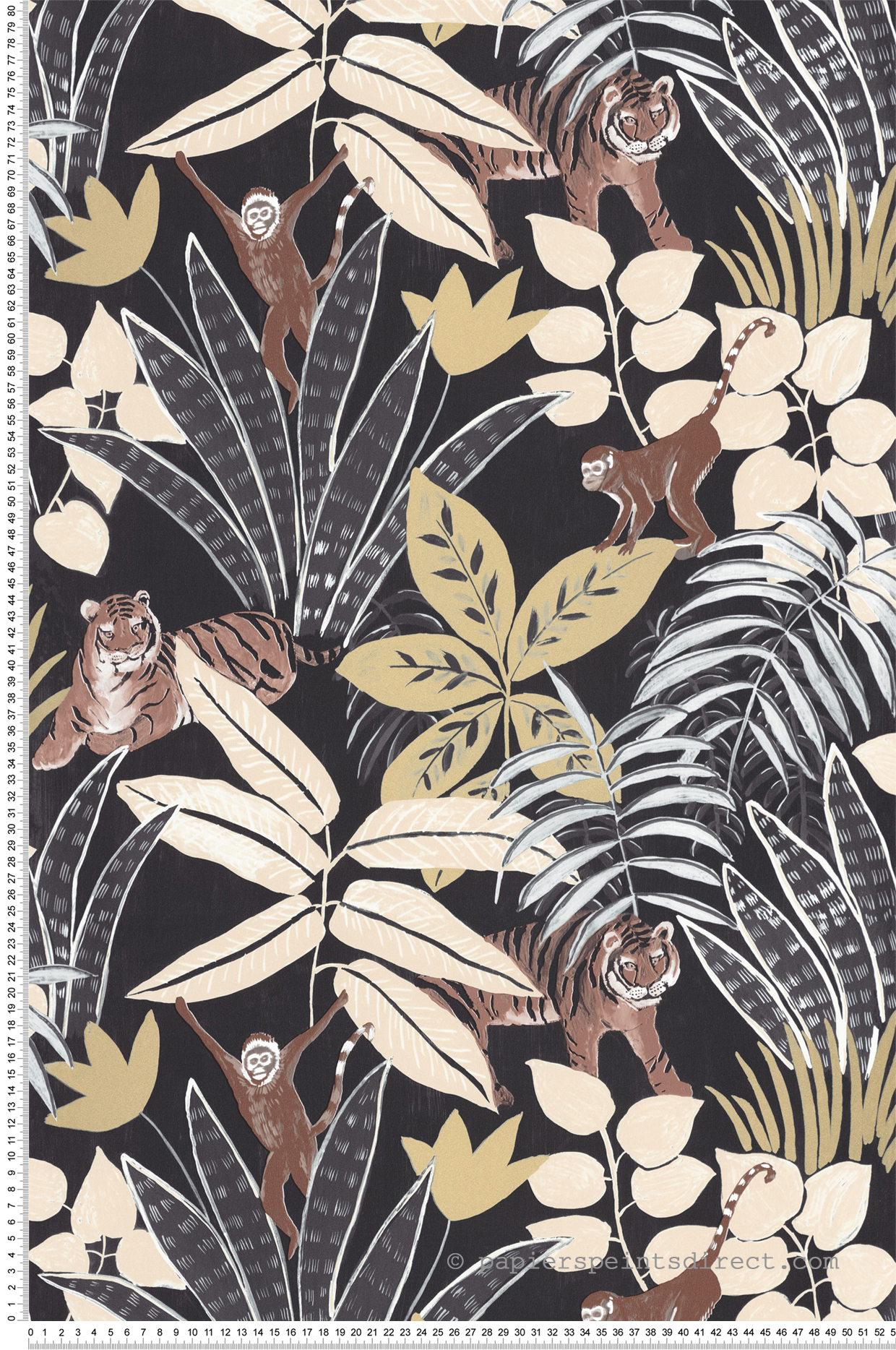 Papier peint Tropical Aventure noir et marron - L'escapade de Casélio | Réf. EPA102319248