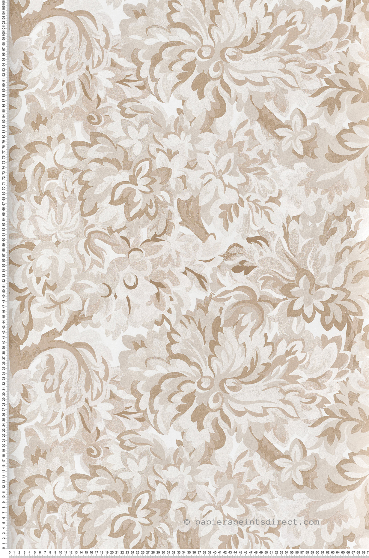 Papier peint Feuillage Graphique Idilia ivoire nacré - Rhapsody de Masureel | Réf. MAS-RHA001