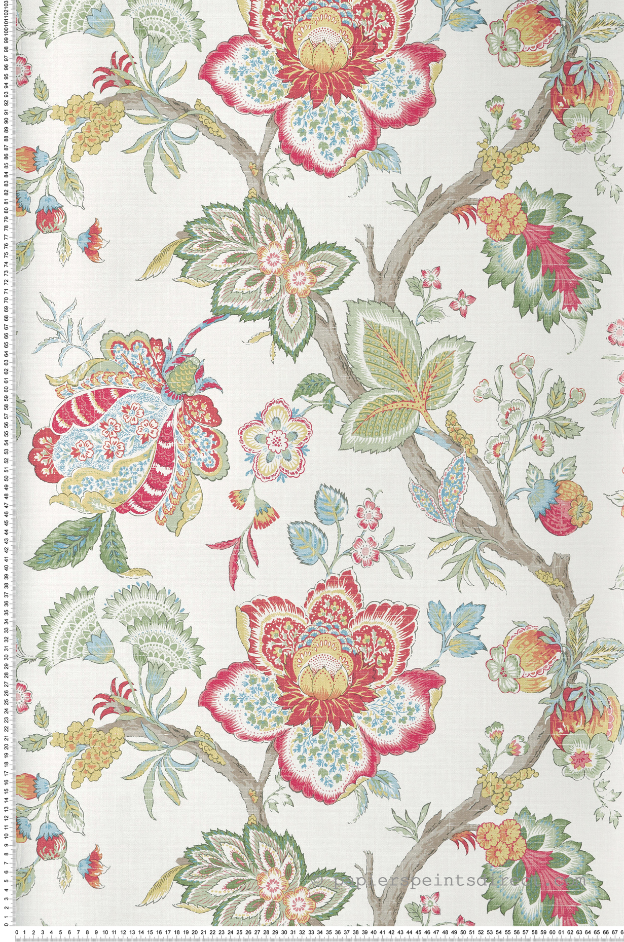 Papier peint Fleur Bernadette Ramage Botanique multicouleurs - French Country d'Initiales | Réf. INI-FC60404