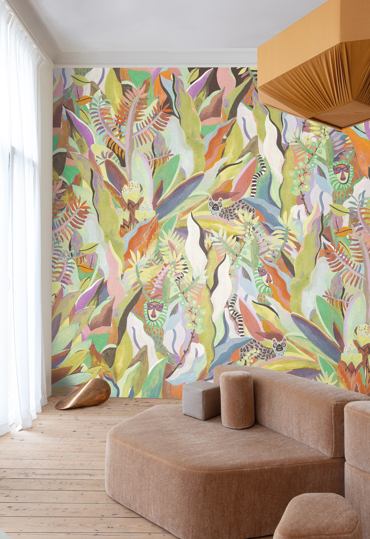 Papier peint panoramique Feuillage Animal multicolore - B H260 - Wall Designs IV de Masureel | Réf. MAS-DG4ANI1012-260