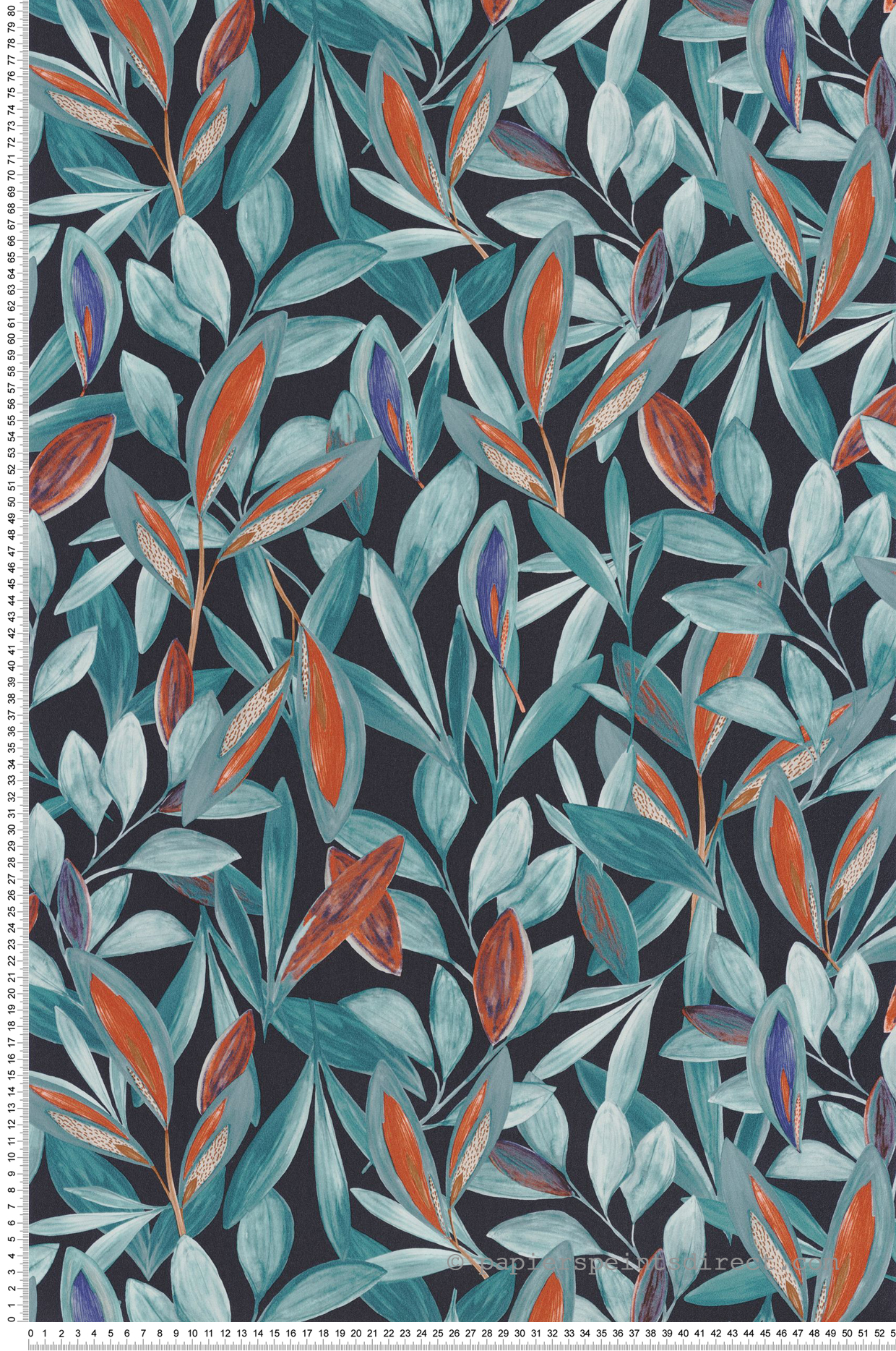 Papier peint Feuillage Jungle Hojas bleu orange - Nicaragua de Casadéco | Réf. NICA85976406