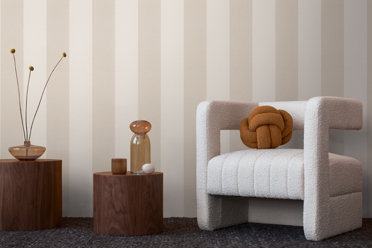 Papier peint Rayure Verticale beige lin - Pure Elegance d'A.S. Création AMB2 | Réf. AS-948342