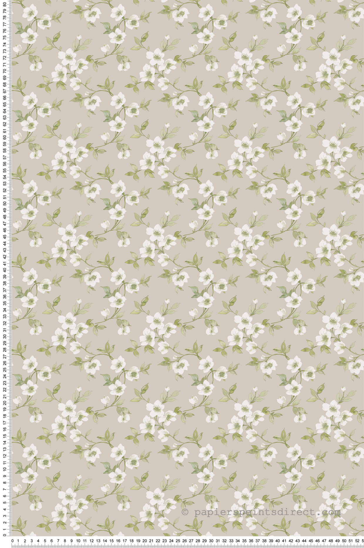 Papier peint Fleurs Eglantier taupe vert - Jardin Secret de Lutèce | Réf. LTC-G78488