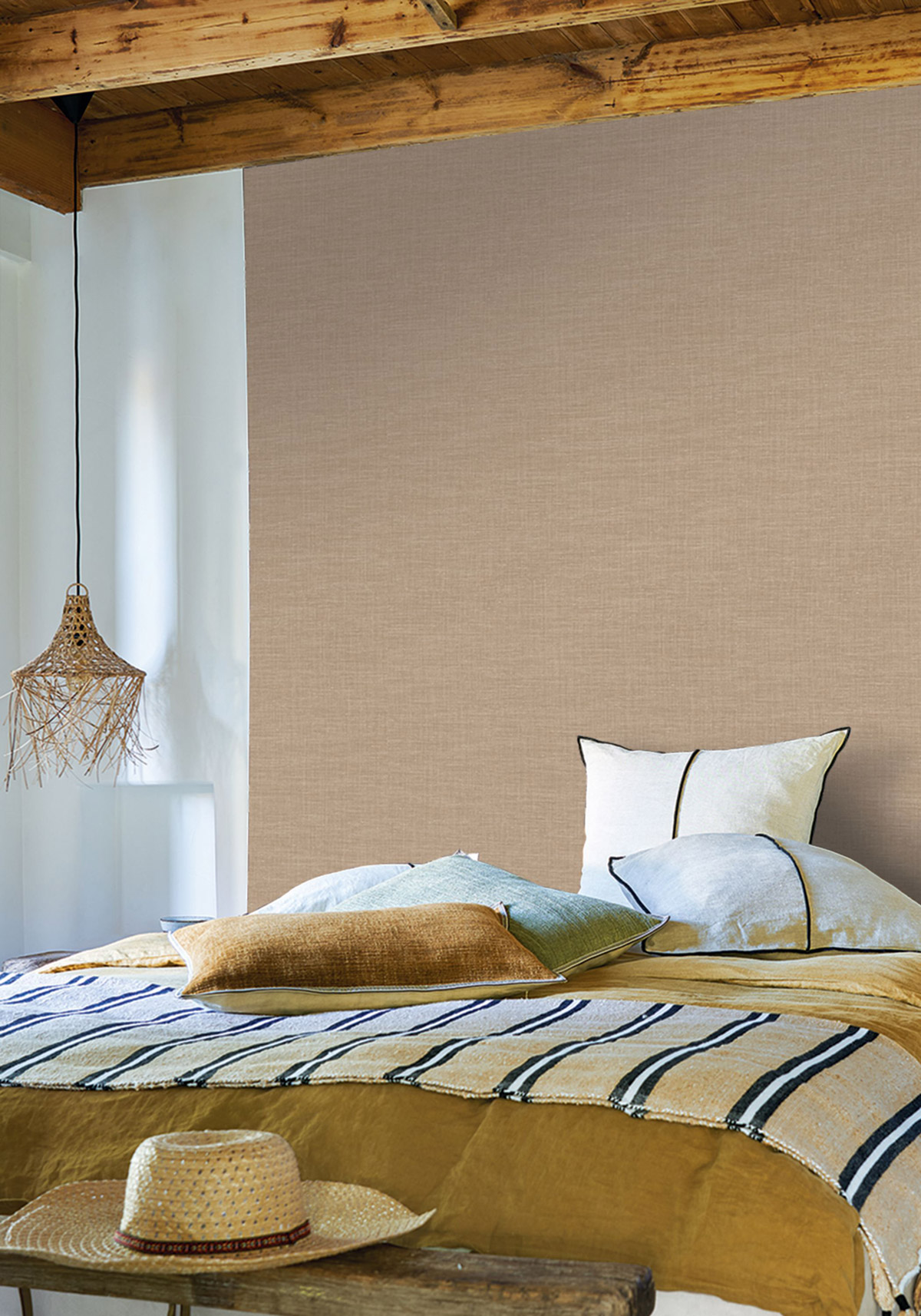 Papier peint Lin Shinok beige travertin - Le Lin 3 de Casamance | Réf. CAS-F73818956