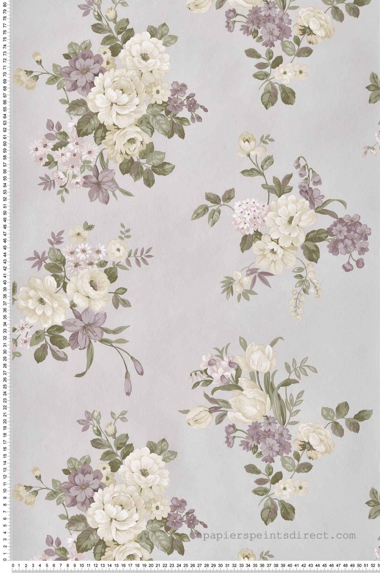 Papier peint Bouquet de Fleur violet beige gris - My Little Cottage de Montecolino | Réf. MC-M12301