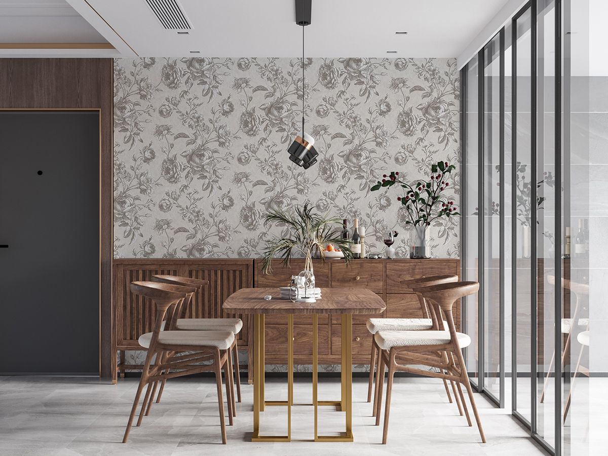 Papier peint Charme Fleur gris - My Home My Spa d'A.S. Création | Réf. SP15879
