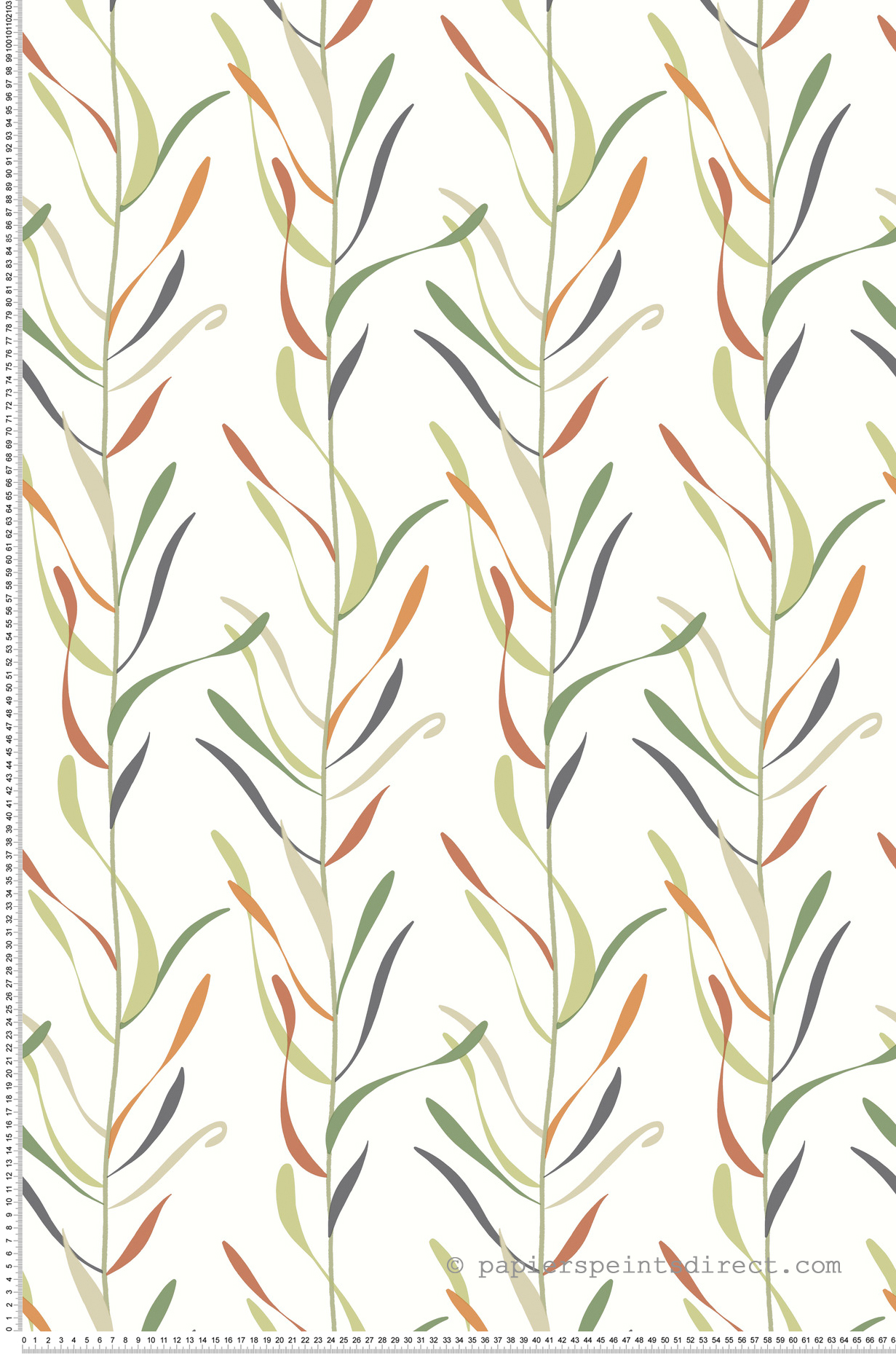 Papier peint Rayure Vigne de Chloé terracotta vert - Greenhouse de York (Initiales) | Réf. INI-GO8321