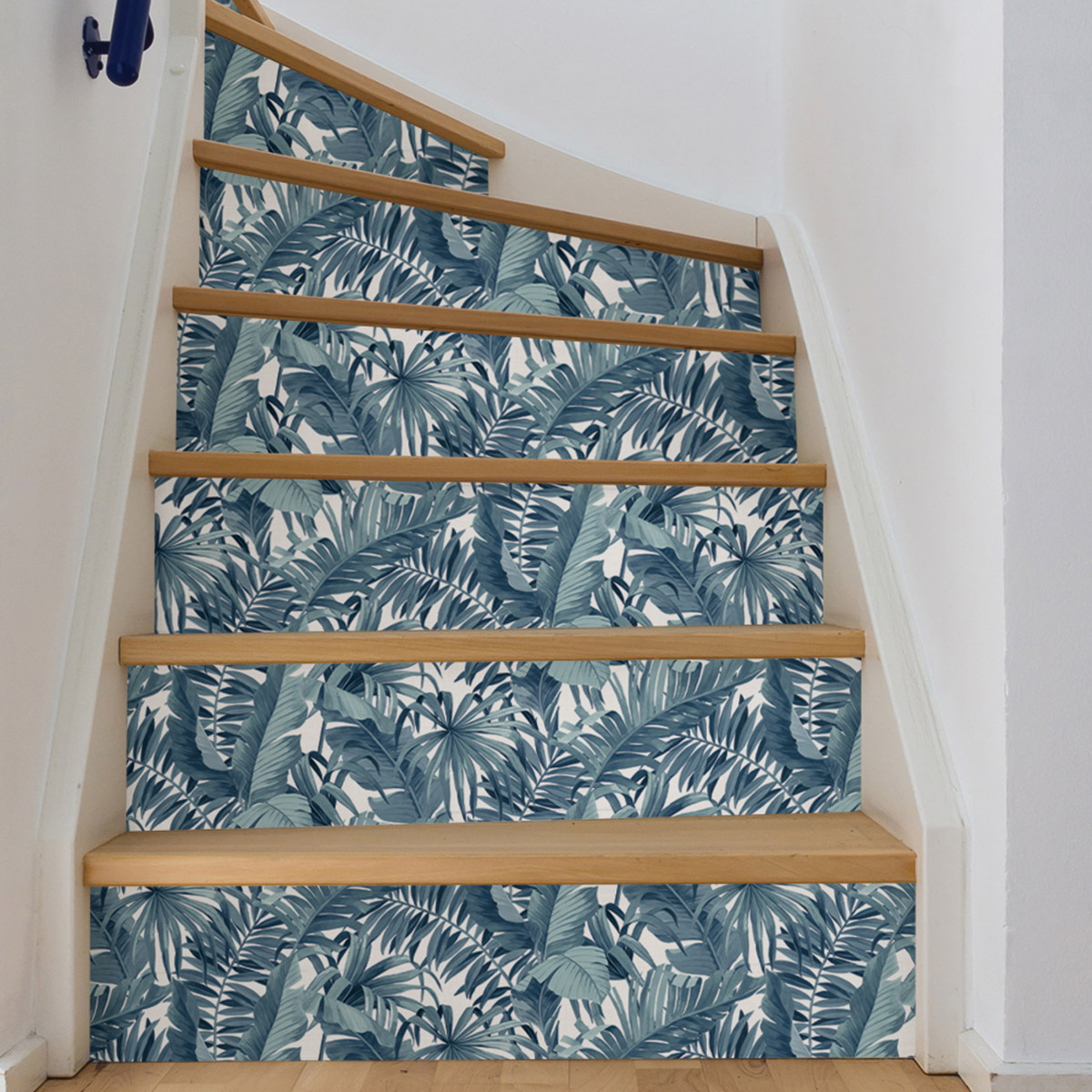 Papier peint adhésif Palmes Maui bleu - Les Adhésifs de Lutèce AMB3| Réf. LTC-NUS3148