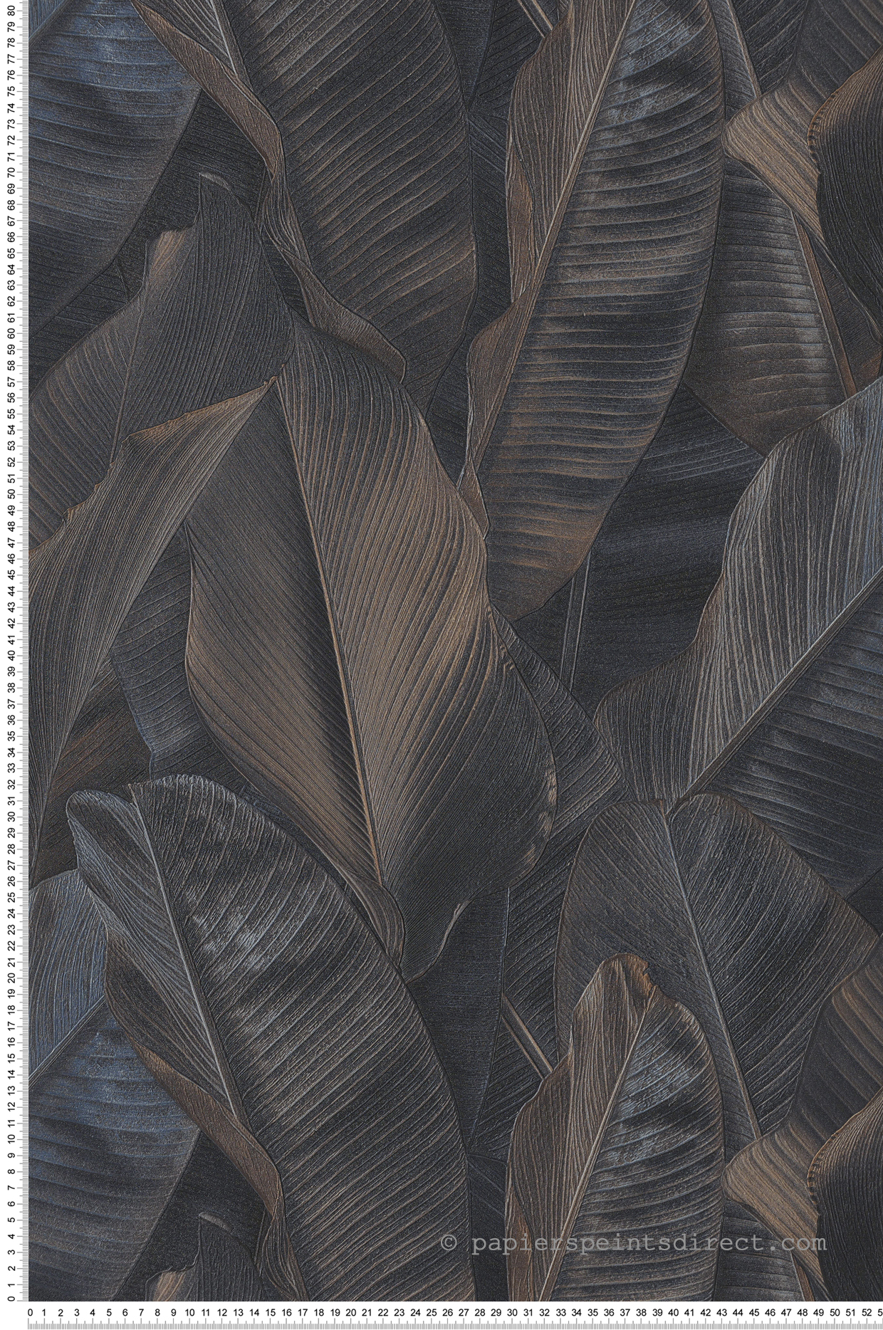 Papier peint Feuille Banana bleu et noir - Folium de Montecolino | Réf. MC-FO17808