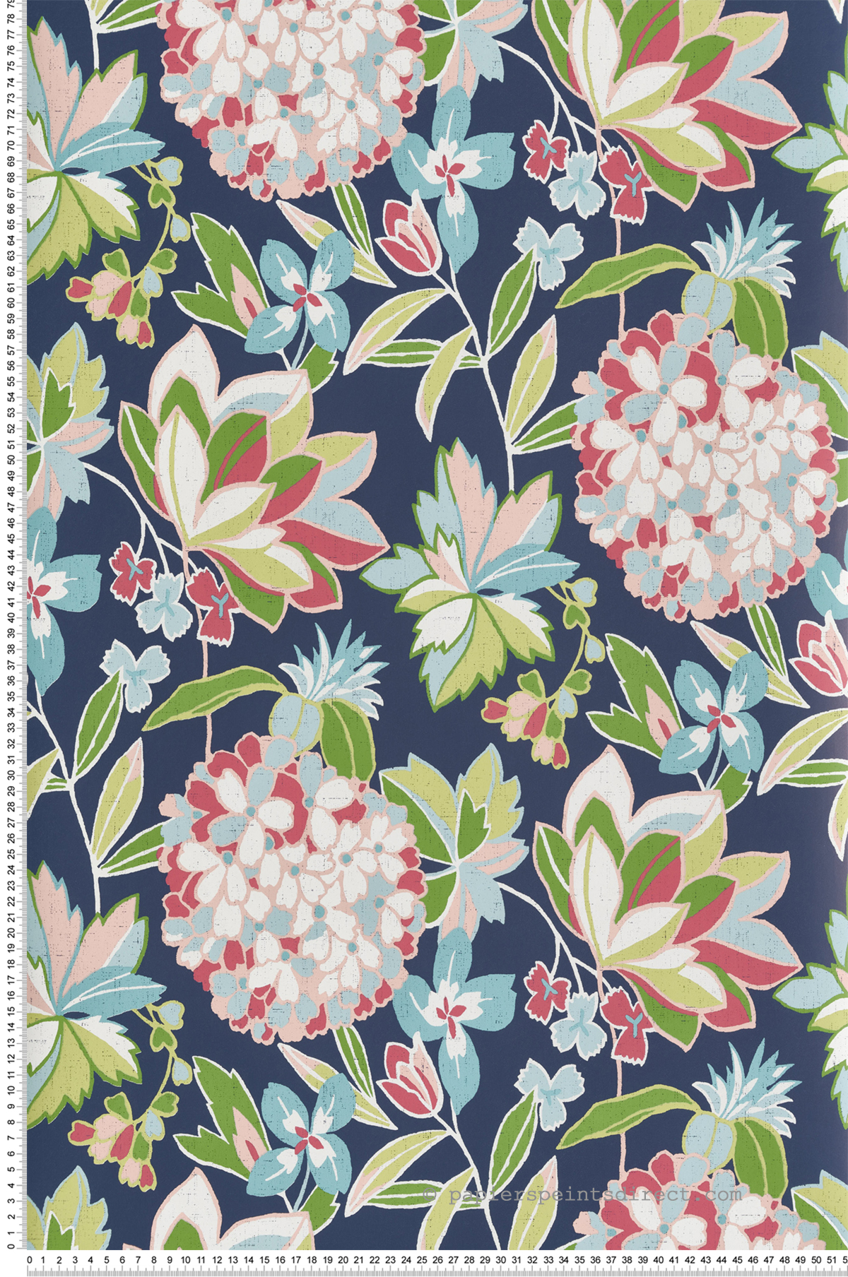 Papier peint Floral Valdivian bleu marine rose - Harmony de Lutèce | Réf. LTC-FD27224
