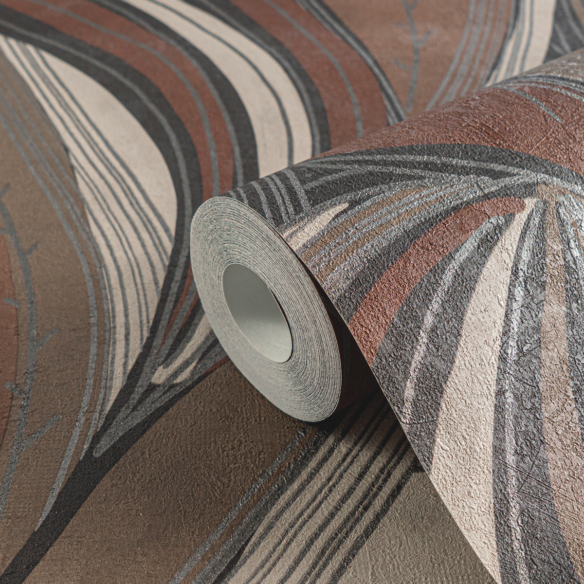 Papier peint Feuille Vague marron argenté - Metropolitan Stories 4 Hot Spots d'A.S. Création AMB5| Réf. AS-786553