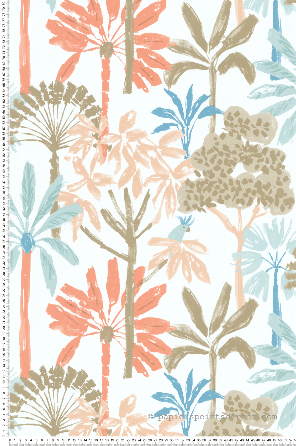 Papier peint Jungle Enfantin Palmeraie corail turquoise - Les Aventures de Lutèce | Réf. LTC-36240405