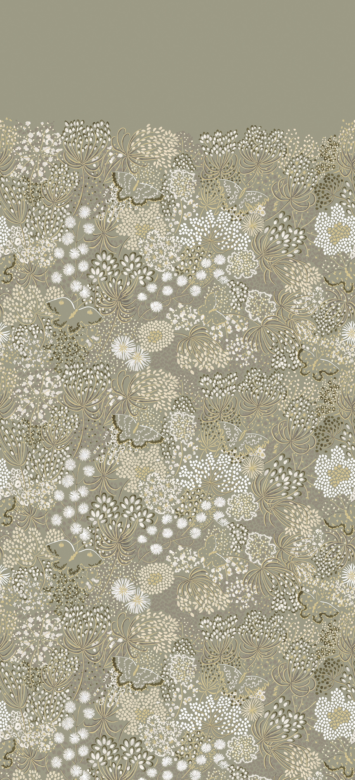 Papier peint panoramique Ombelles Vert - 3 lés 1/2/3 - Isidore Leroy