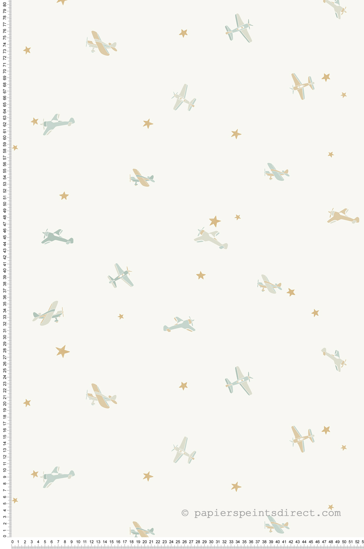 Papier peint Étoile Funny Planes beige bleu - Happy Kids Club de Casélio | Réf. HKC107620621
