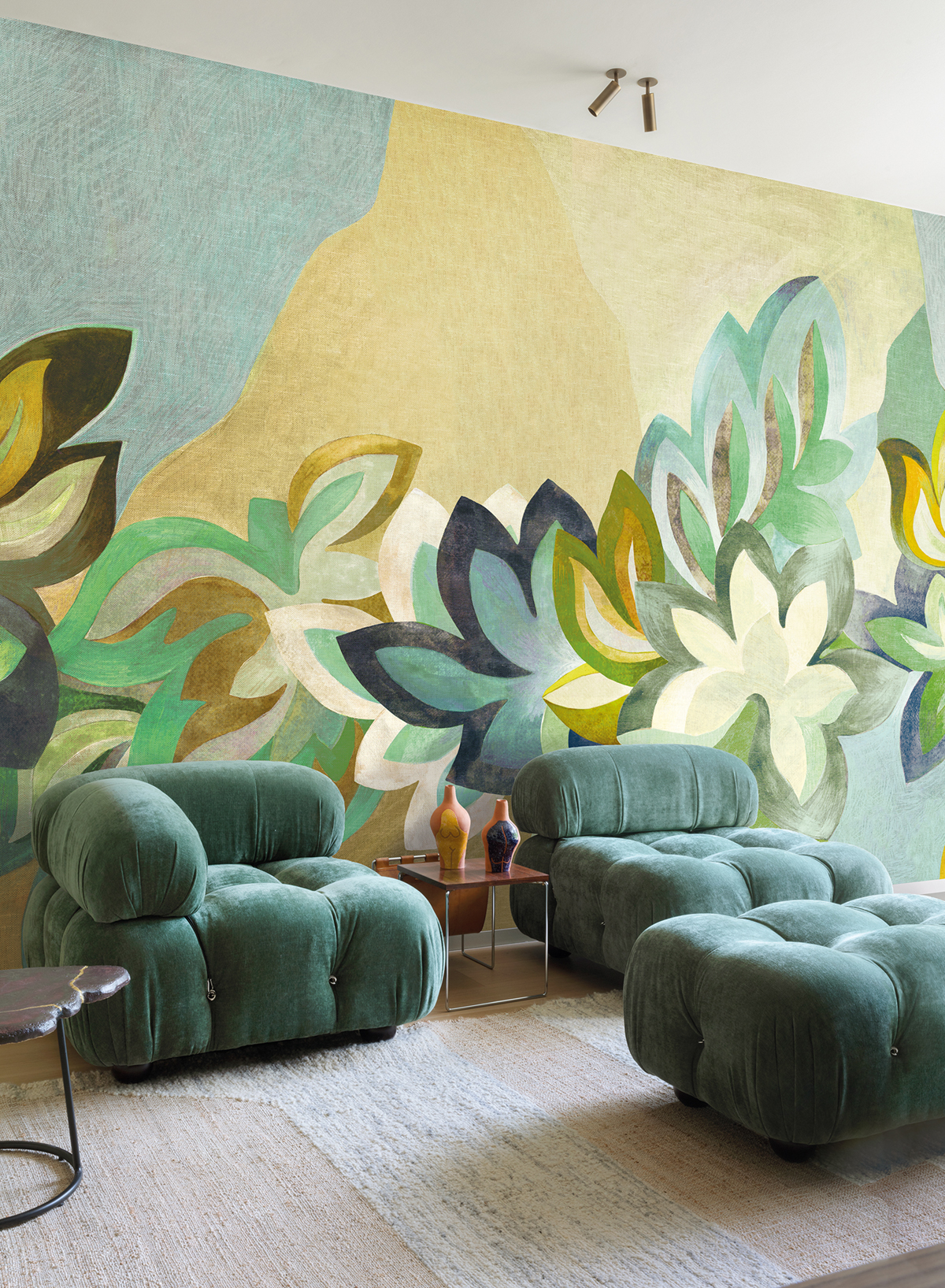 Papier peint panoramique Feuille Somerset vert bleu - C H260 - Rhapsody de Masureel | Réf. MAS-DGRHA2013-260