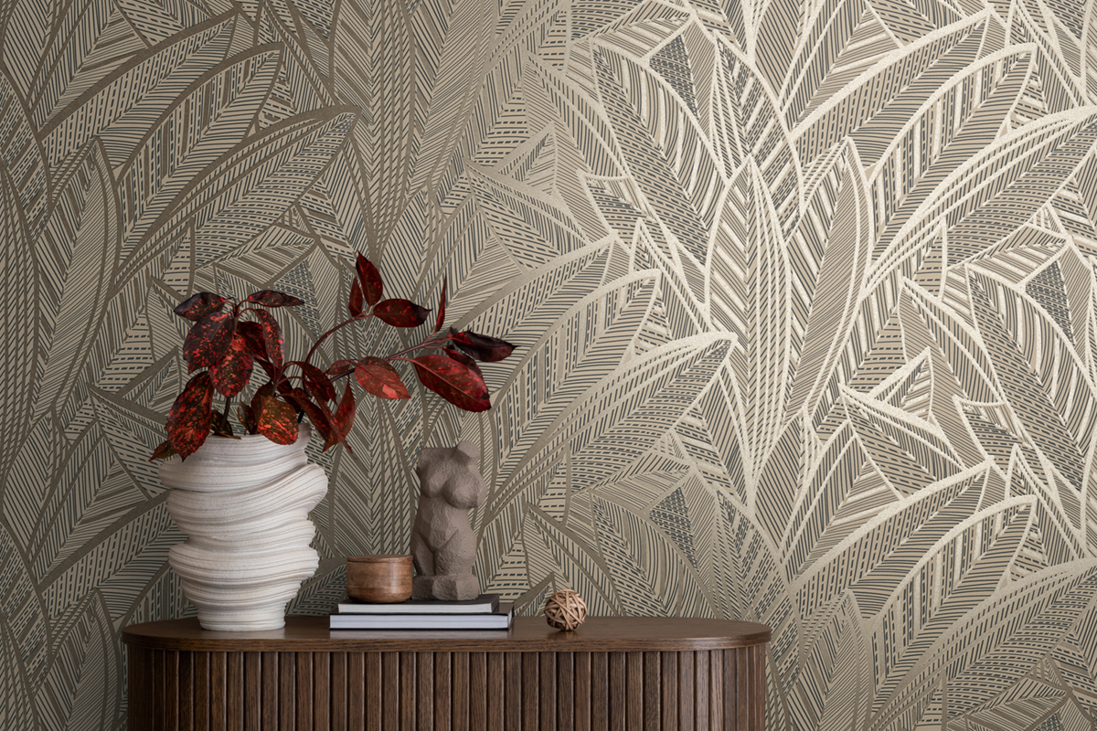 Papier peint Feuille Art Déco ficelle doré - French Affair d'A.S. Création AMB3 | Réf. AS-399332