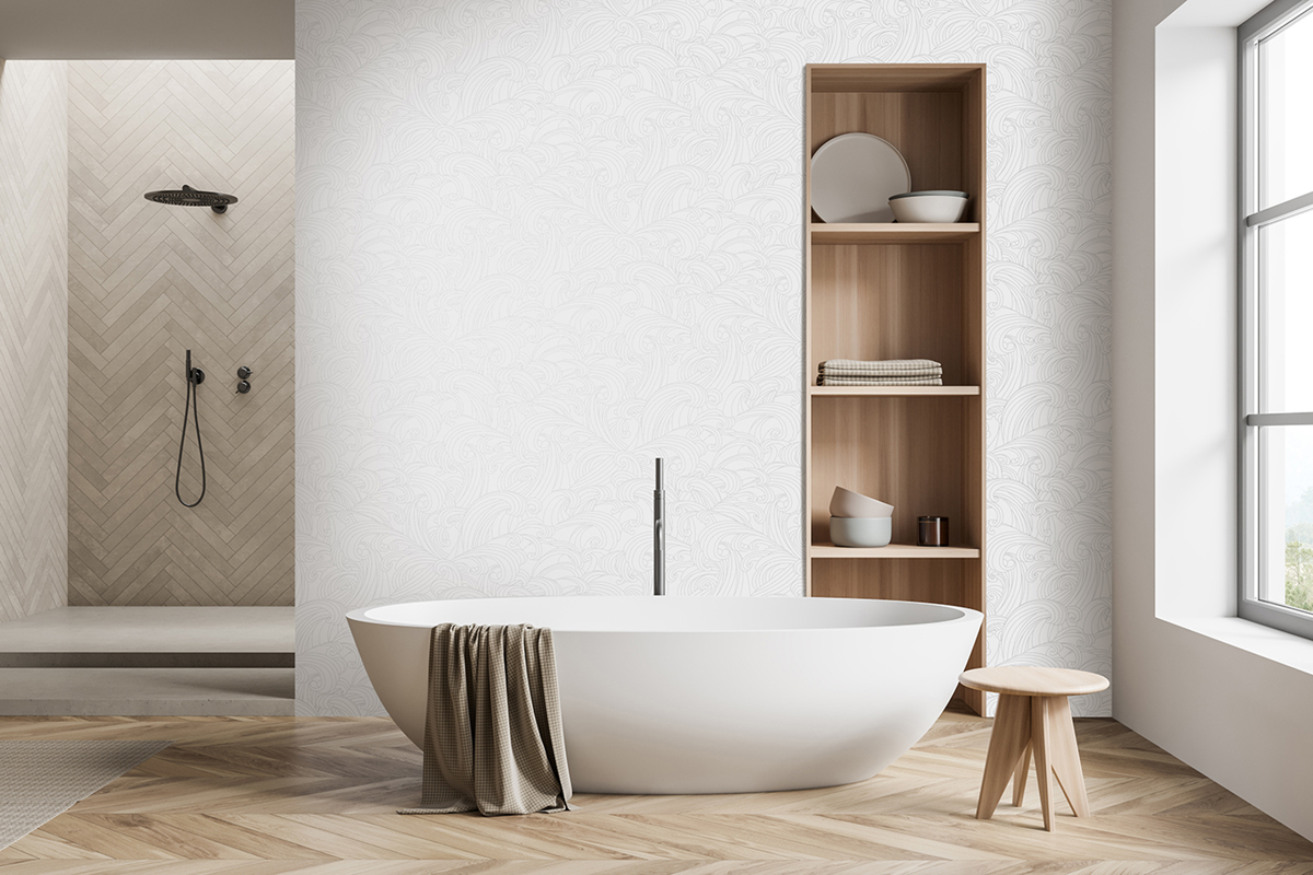 Papier Peint Mer Big Wave blanc nacré - Elégance d'Ugépa | Réf. UGP-M62900