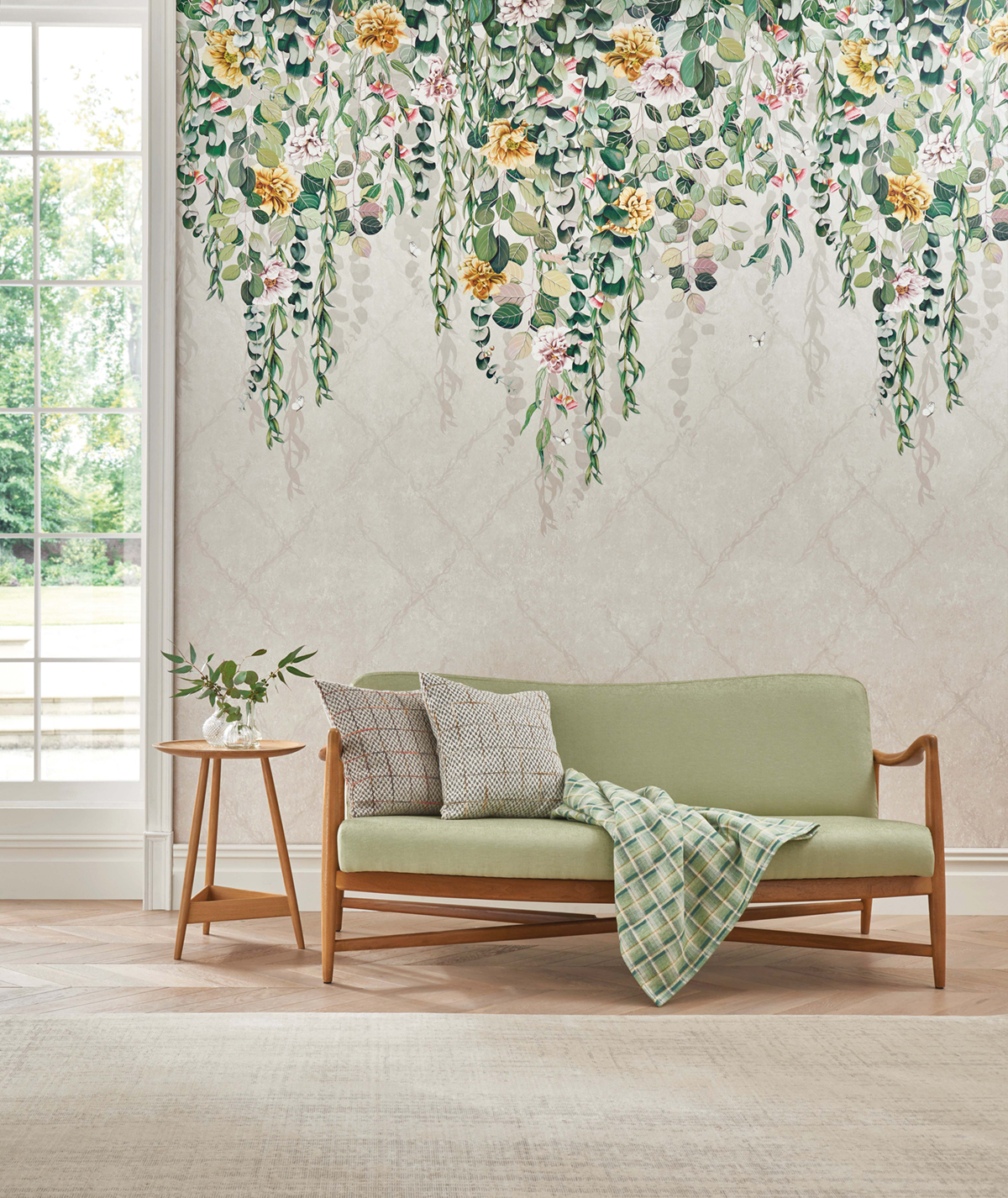 Papier peint panoramique Fleurs Eucalyptus Spring Green - Empyrea d'Osborne & Little AMB3 | Réf. OSB-W7613-01