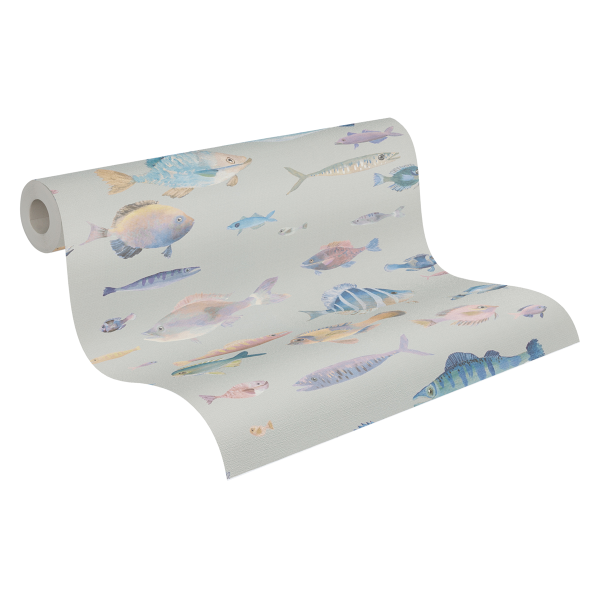 Papier peint Poisson Aquarelle gris clair - Pintwalls 2 d'A.S. Création ROLL | Réf. AS-396964