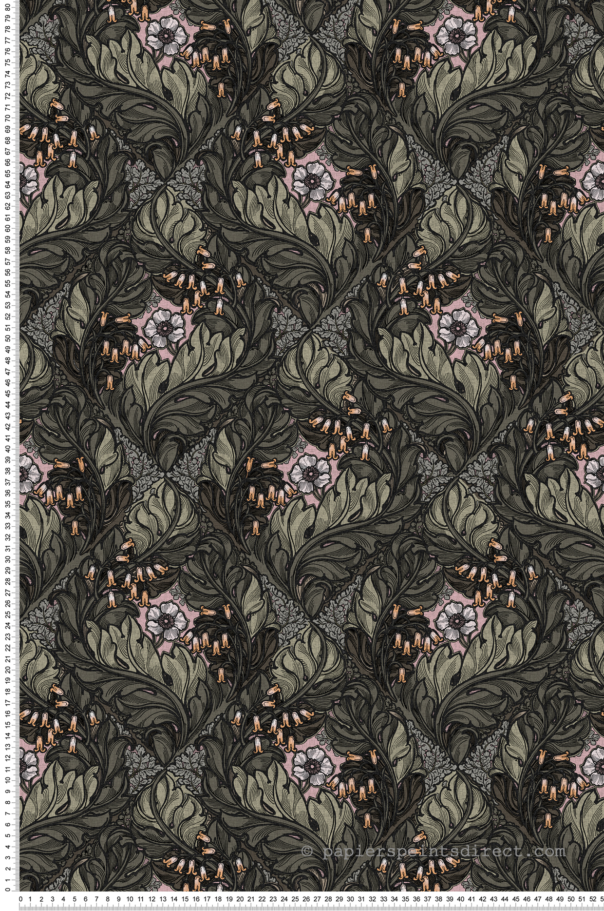 Papier peint Losange Fleuri vert rose - The Wall Llewelyn-Bowen de Lutèce | Réf. LTC-LB25108