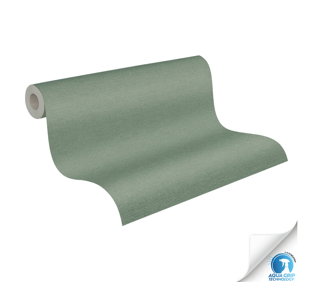 Papier peint préencollé Uni Around vert sauge - Designdrop d'A.S. Création ROLL | Réf. AS-784991