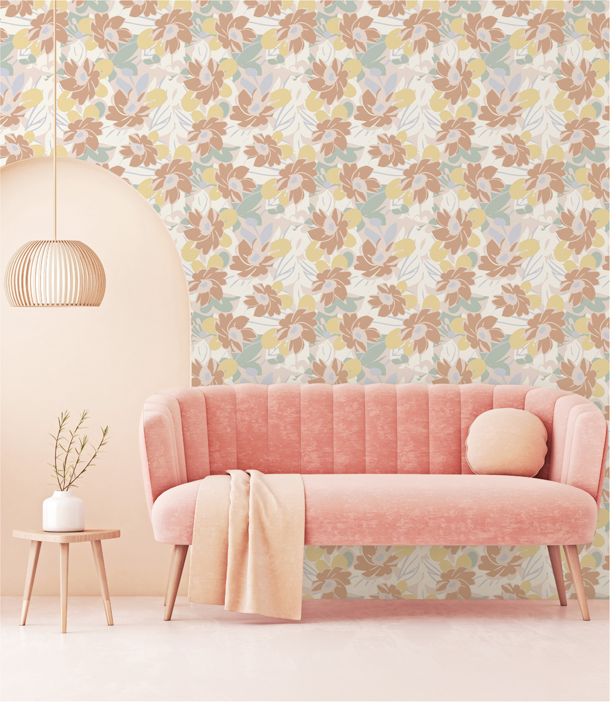 Papier peint Fleuri Tropimass saumon - Les Essentiels de Lutèce | Réf. LTC-51244205